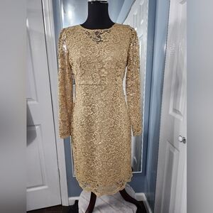 Nanette Lepore Gold Tone Lace Dress